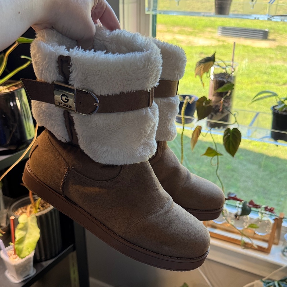 Brown and Cream Fur-Lined Boots